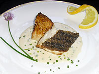 Seared Rockfish Filets with Mustard Chive Cream Sauce