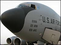 The nose of a KC-135 Stratotanker.