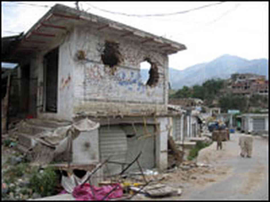 The main bazaar was badly damaged during fighting