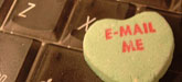 a candy heart on a keyboard; credit: idogcow/via Flickr