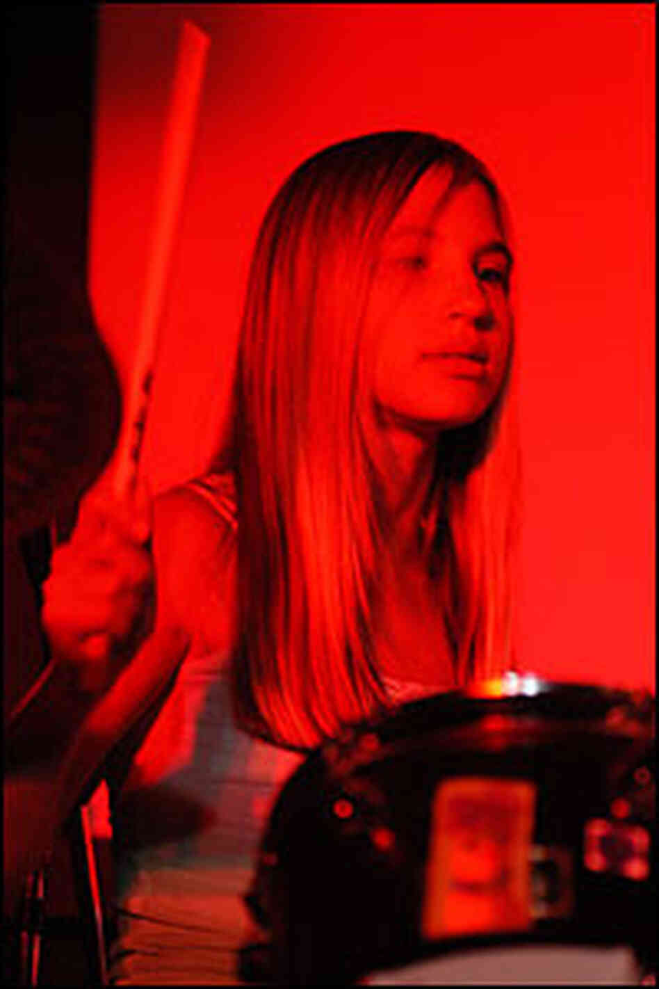 Drummer (and younger sister) Chloe of Smoosh. Drummer (and younger sister) Chloe of Smoosh.