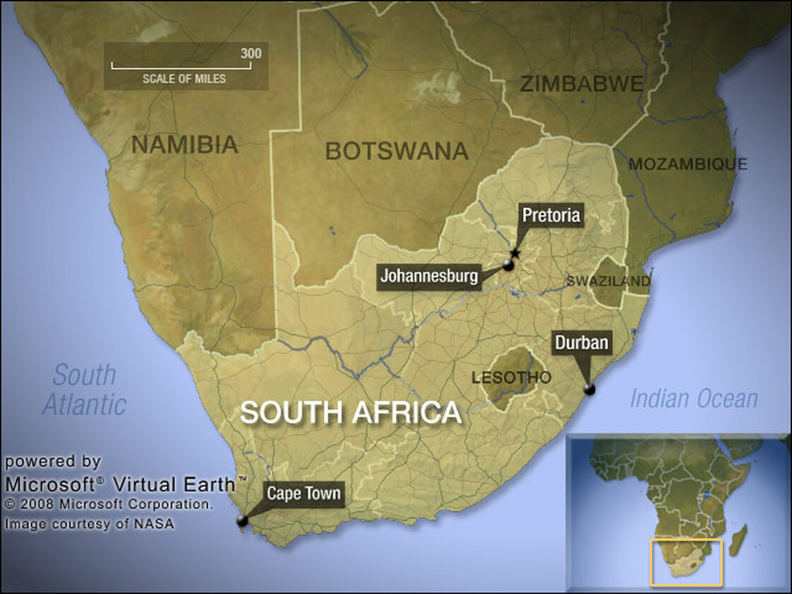 Map of South Africa.
