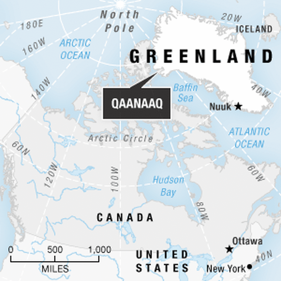 Laidre's research site is near Qaanaaq. Laidre's research site is near Qaanaaq.