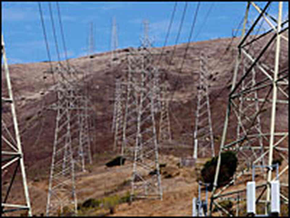 Towers carrying electrical lines in South San Francisco