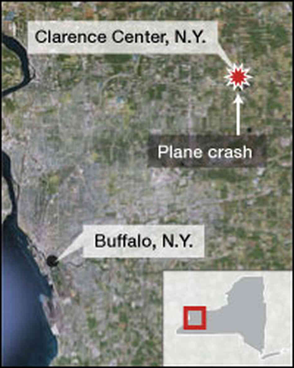 A map locates the site of the crash near Buffalo. A map locates the site of the crash near Buffalo.