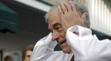 Ron Paul on the campaign trail during the 2008 presidential primaries. photo credit = Eric Thayer/Getty Images