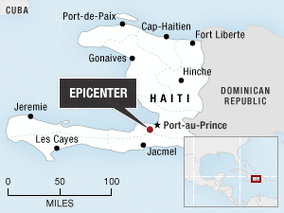 Map showing epicenter of Haiti quake. Map showing epicenter of Haiti quake.