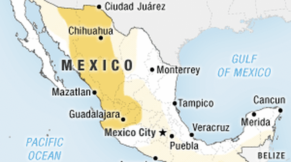 Map of Mexican cartel areas of influence