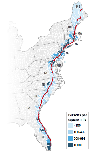 [Interactive:Five Decades Of Growth Along I-95]