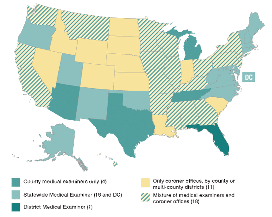 Coroners and Medical Examiners system map Coroners and Medical Examiners system map
