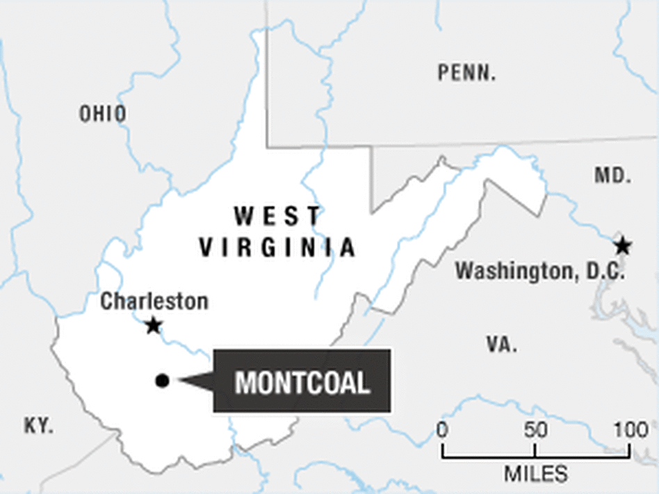 Locator map of Upper Big Branch Coal Mine in Montcoal, W.Va. Locator map of Upper Big Branch Coal Mine in Montcoal, W.Va.
