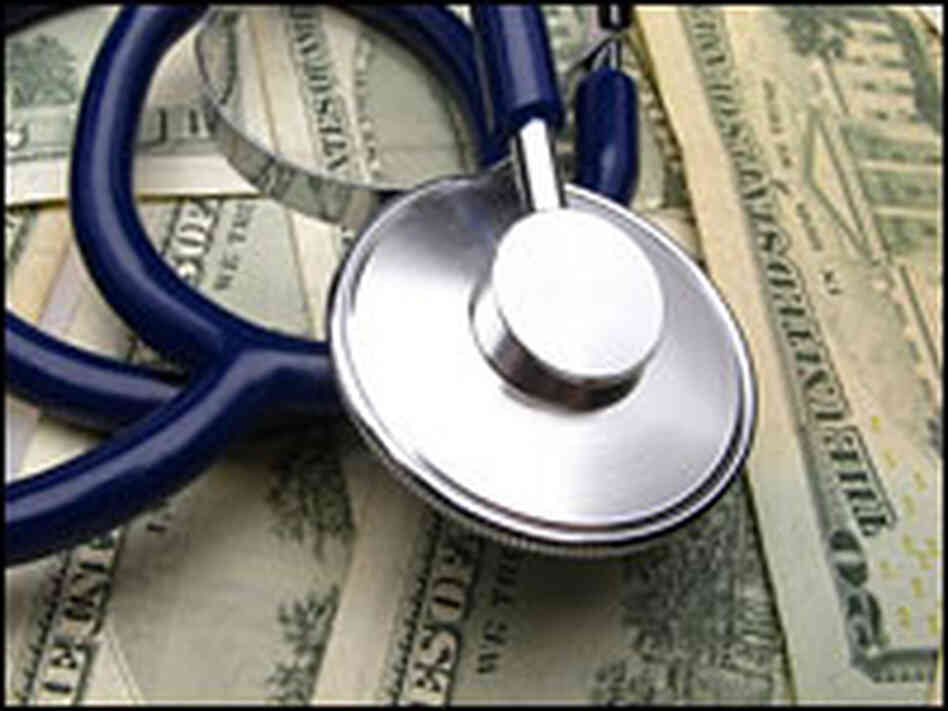 A stethescope on money. A stethescope on money.