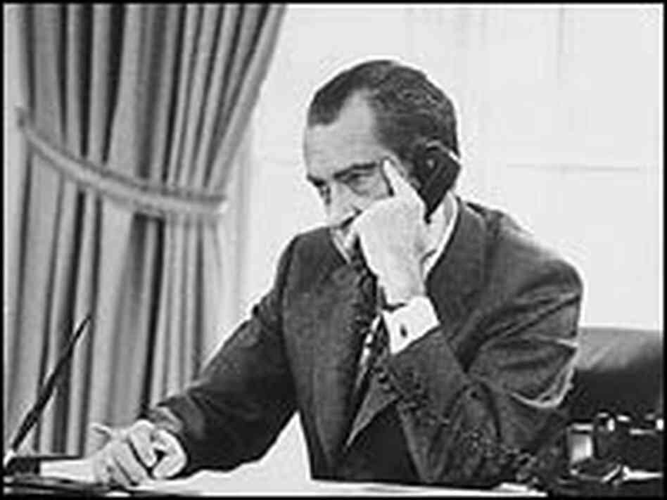 President Nixon on the telephone President Nixon on the telephone
