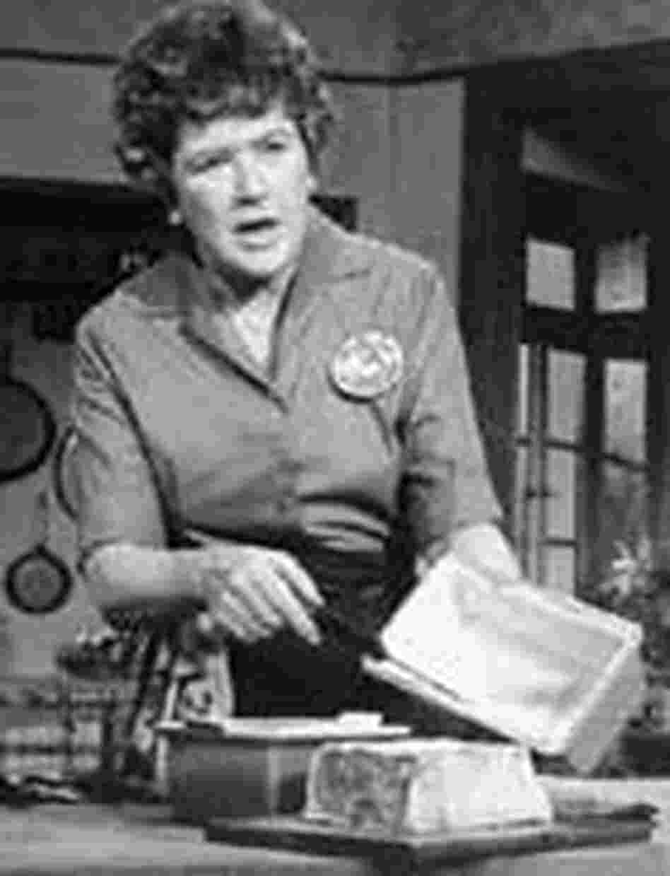 Julia Child shown cooking on television in 1971. Julia Child shown cooking on television in 1971.