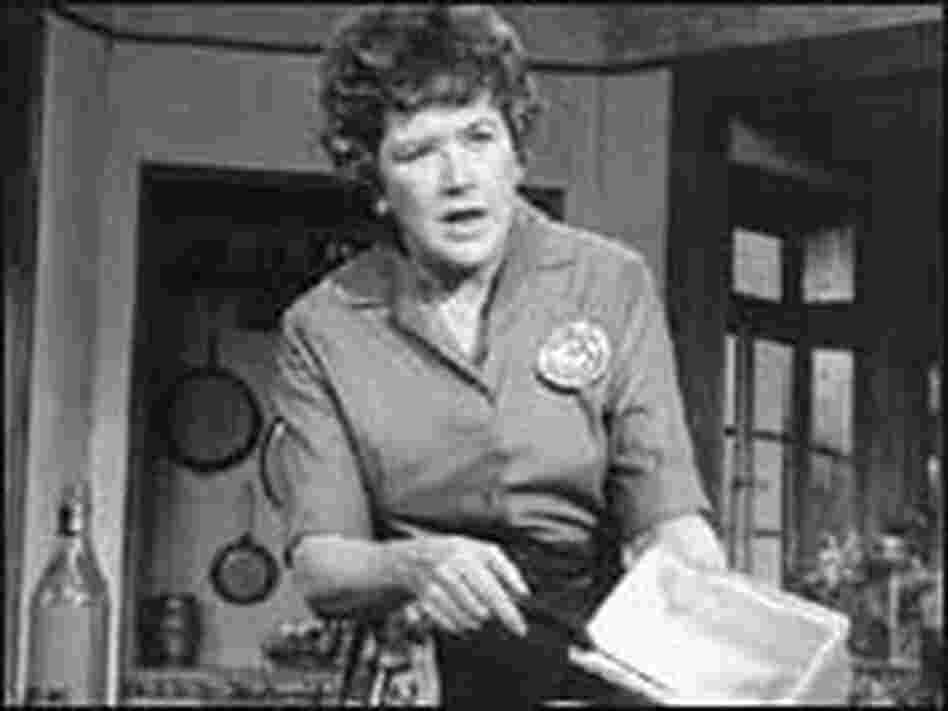 Julia Child shown cooking on television in 1971. Julia Child shown cooking on television in 1971.