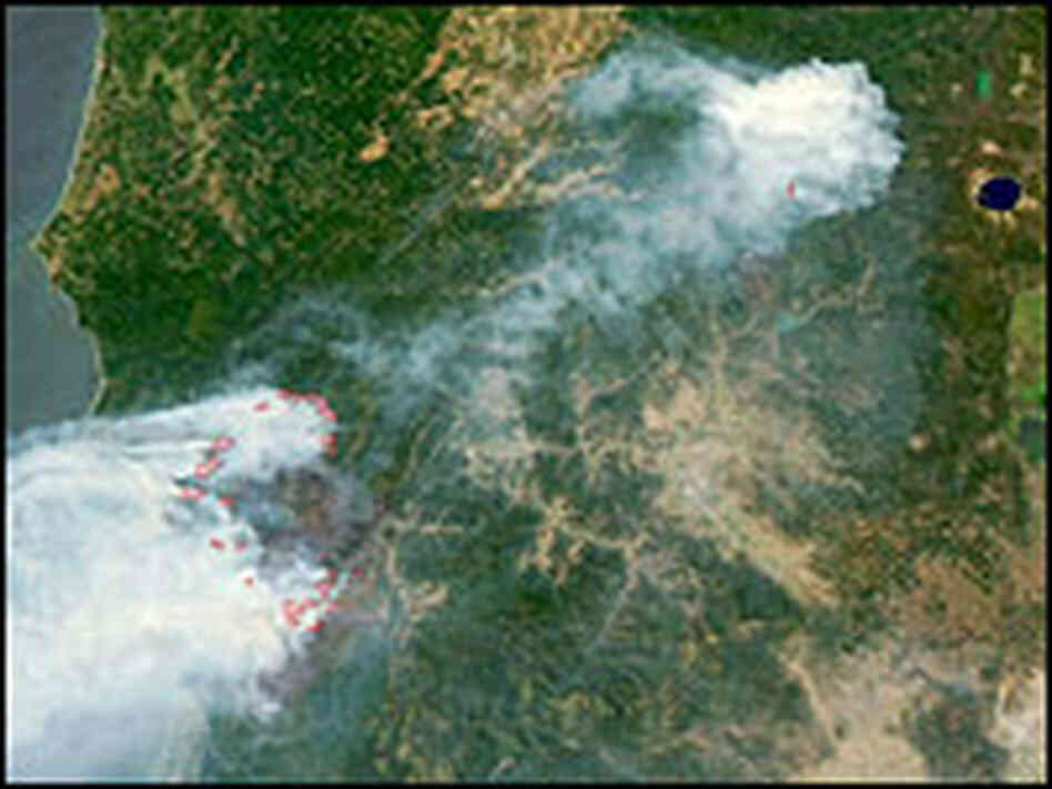 View of a 2002 fire from roughly 438 miles above the Earth. NASA View of a 2002 fire from roughly 438 miles above the Earth. NASA