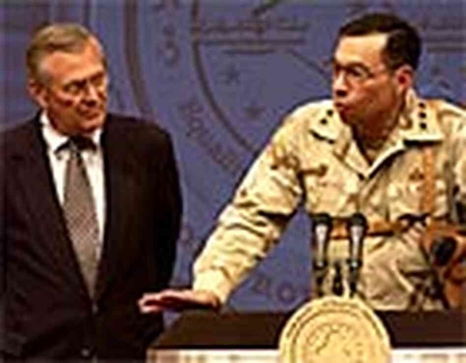 Lt. Gen. Ricardo Sanchez, right, and Defense Secretary Donald Rumsfeld Lt. Gen. Ricardo Sanchez, right, and Defense Secretary Donald Rumsfeld