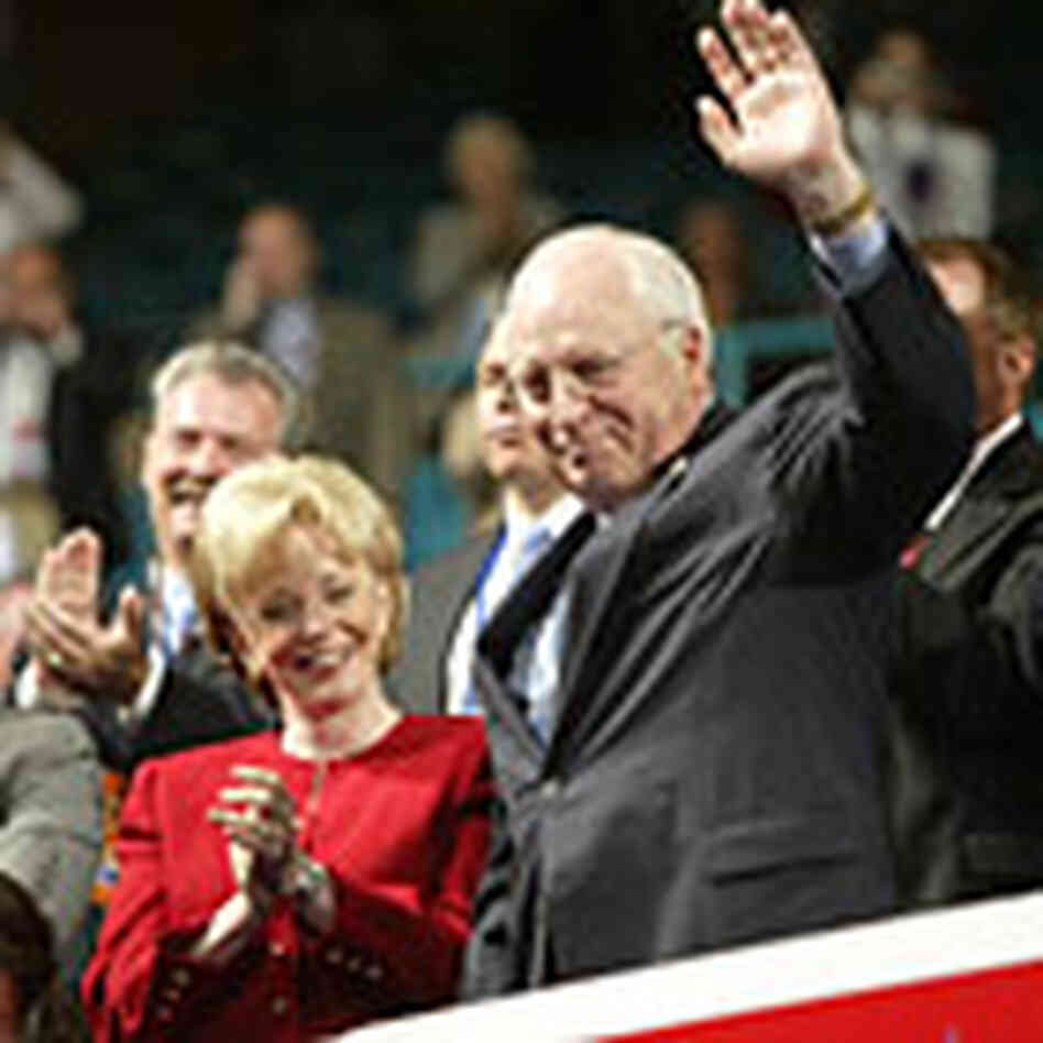 Vice President Dick Cheney, with his wife, Lynne, greets the crowd. Credit: Reuters Vice President Dick Cheney, with his wife, Lynne, greets the crowd. Credit: Reuters