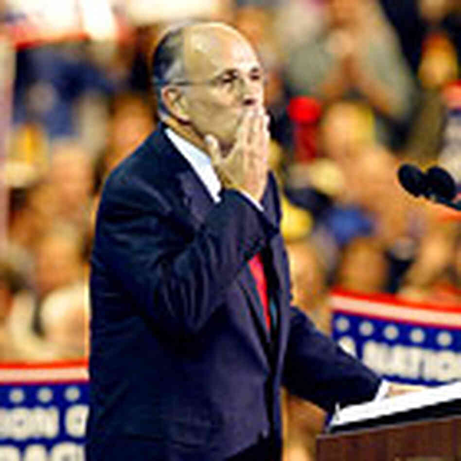 Former New York Mayor Rudy Giuliani delivers the headlining speech Former New York Mayor Rudy Giuliani delivers the headlining speech