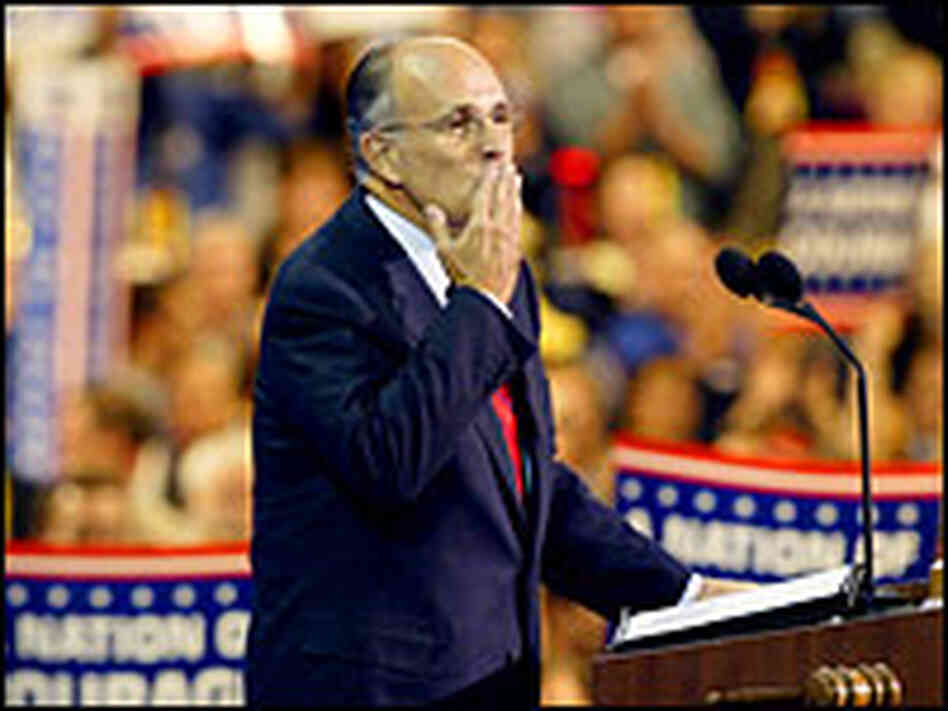 Former New York Mayor Rudy Giuliani delivers the headlining speech Former New York Mayor Rudy Giuliani delivers the headlining speech