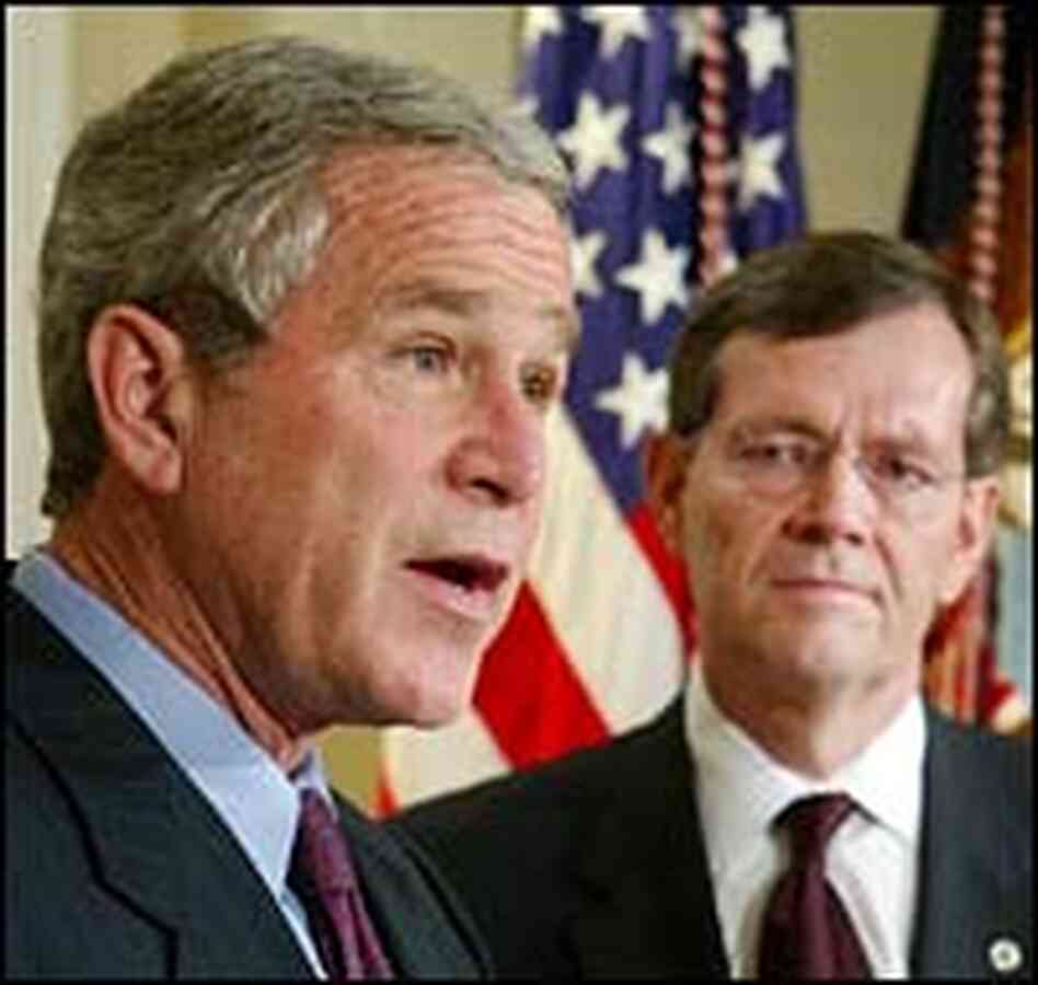 President Bush and HHS nominee Michael Leavitt President Bush and HHS nominee Michael Leavitt