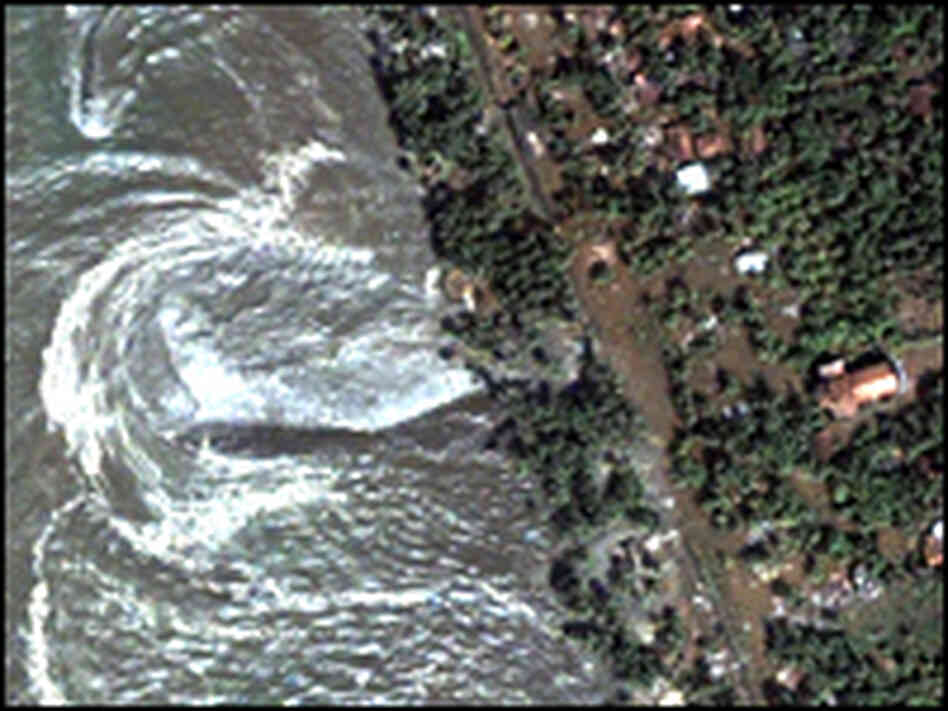 Satellite image of tsunami impact Satellite image of tsunami impact