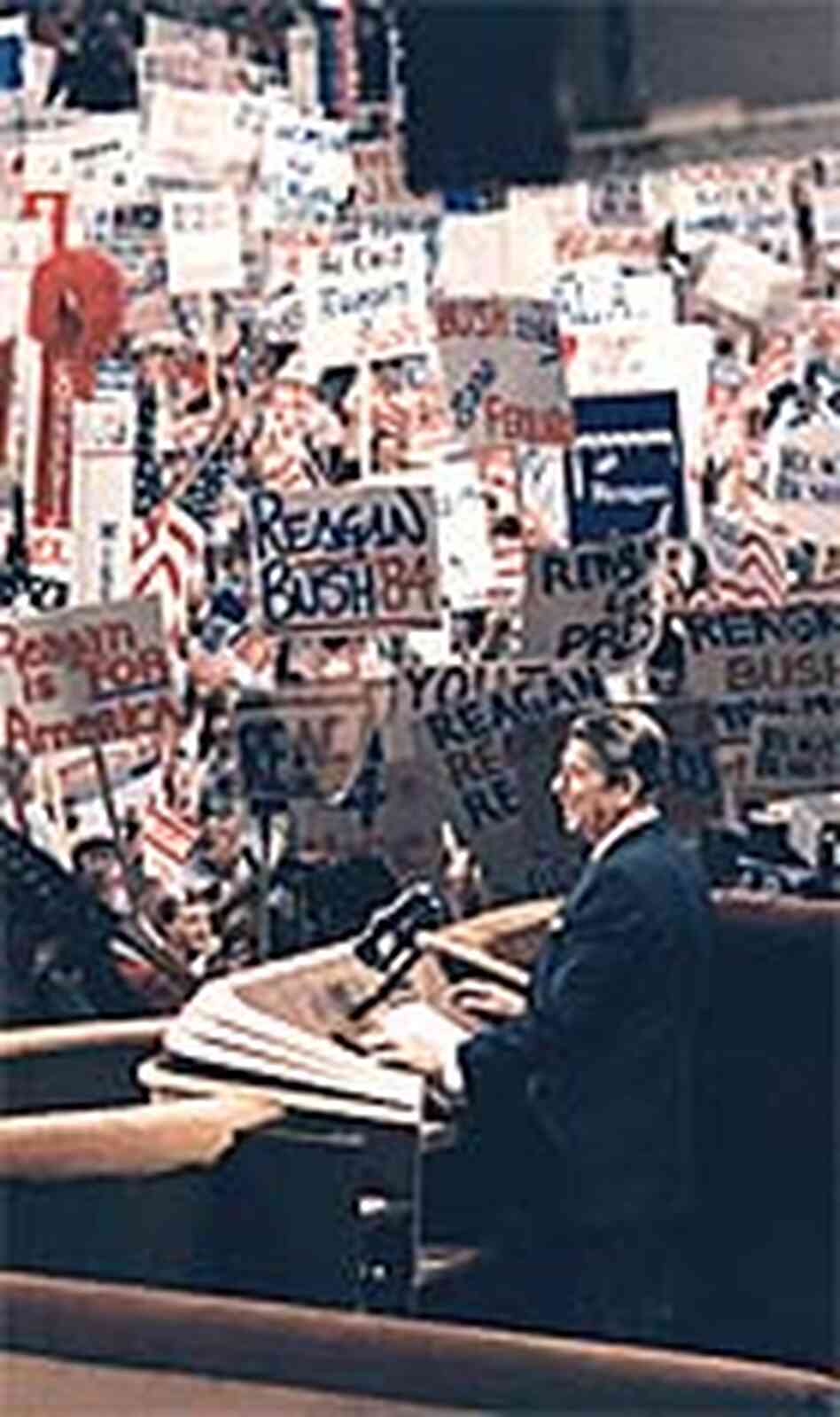 President Reagan gives his acceptance speech at the 1984 Republican National Convention in Dallas. President Reagan gives his acceptance speech at the 1984 Republican National Convention in Dallas.