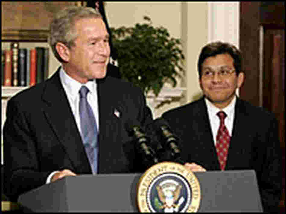 President Bush, left, and White House Counsel Alberto Gonzales Nov. 10. President Bush, left, and White House Counsel Alberto Gonzales Nov. 10.