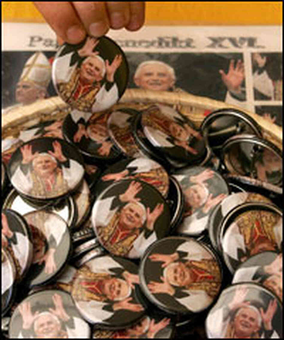 Buttons in Pope Benedict XVI's hometown celebrate his rise to the papacy. Buttons in Pope Benedict XVI's hometown celebrate his rise to the papacy.