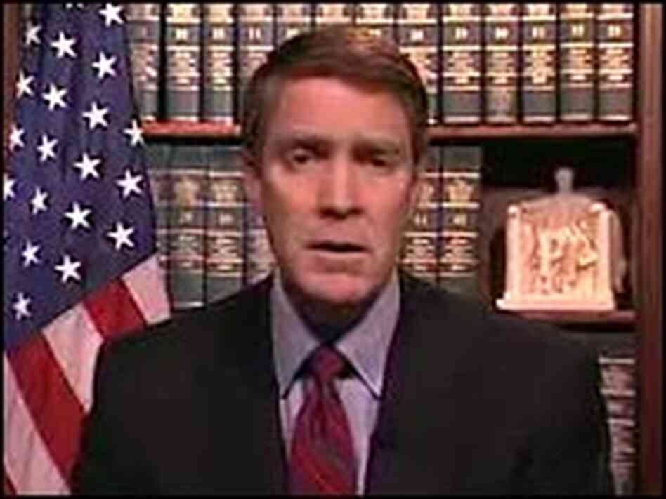 Still image from Sen. Bill Frist's video address to the Family Research Council, April 24, 2005. Still image from Sen. Bill Frist's video address to the Family Research Council, April 24, 2005.