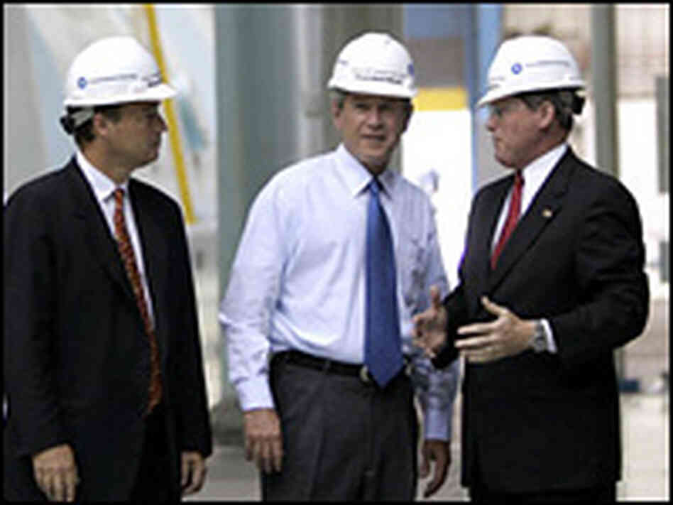 President Bush toured a nuclear power plant in June to build support for the new law. President Bush toured a nuclear power plant in June to build support for the new law.