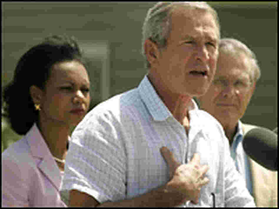 President Bush speaks after a meeting on defense issues. President Bush speaks after a meeting on defense issues.