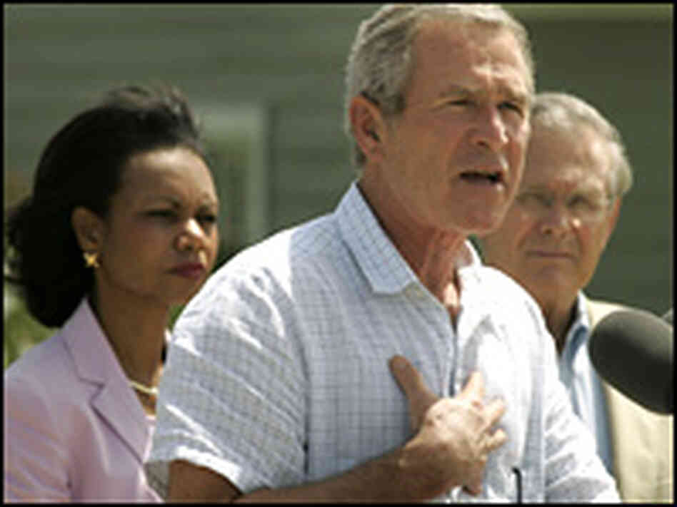 President Bush speaks after a meeting on defense issues. President Bush speaks after a meeting on defense issues.