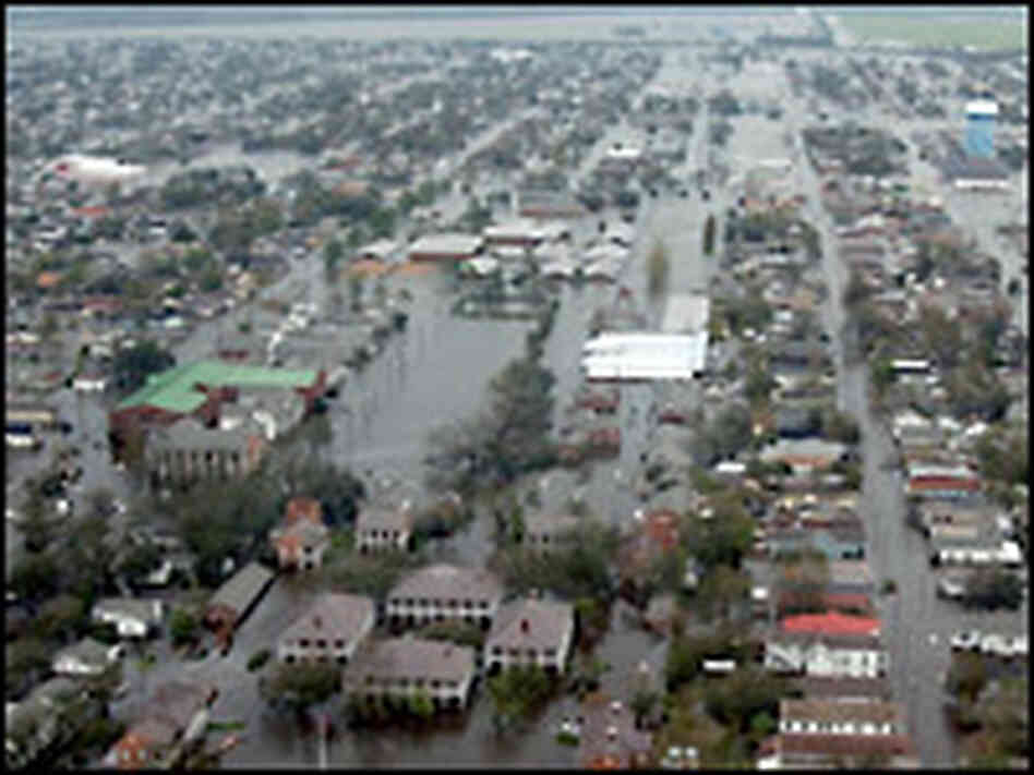 Flooded roadways in New Orleans