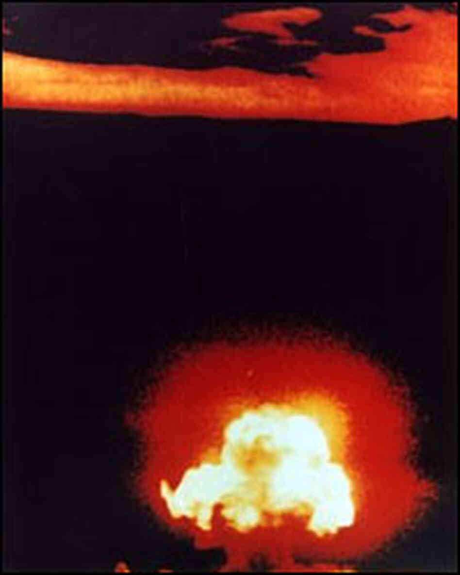 Jack Aeby's photo of the first atomic test, July 16, 1945. Jack Aeby's photo of the first atomic test, July 16, 1945.