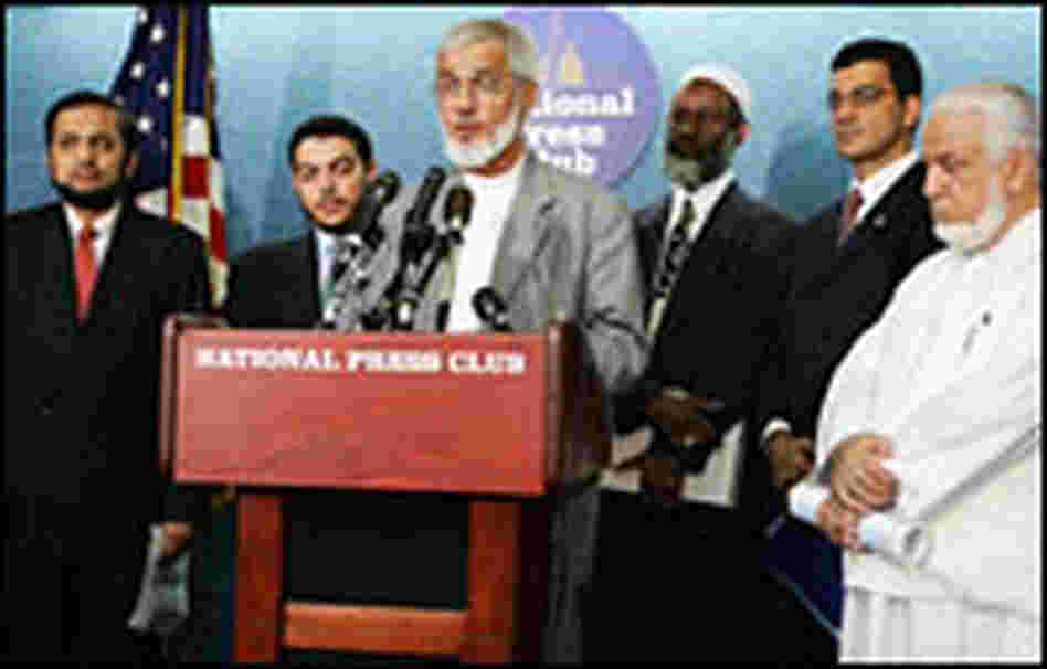 Muzammil Siddiqi, head of the Fiqh Council of North America, speaks at a news conference.