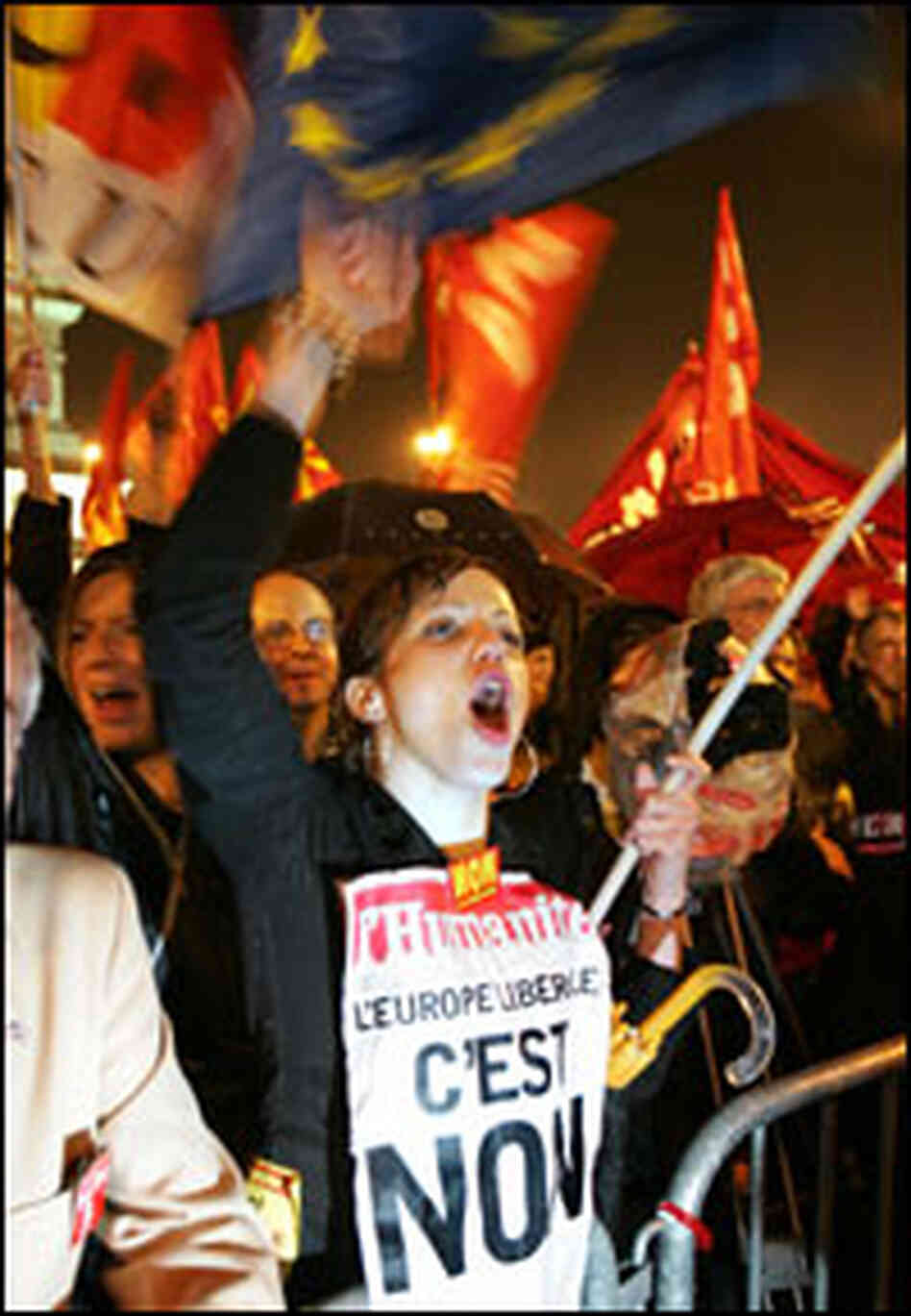 'No' vote supporters celebrate in Paris. 'No' vote supporters celebrate in Paris.