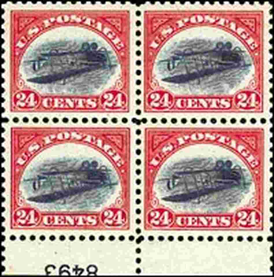 Inverted Jenny Error Plate Block