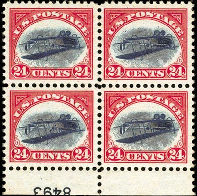 Inverted Jenny Error Plate Block