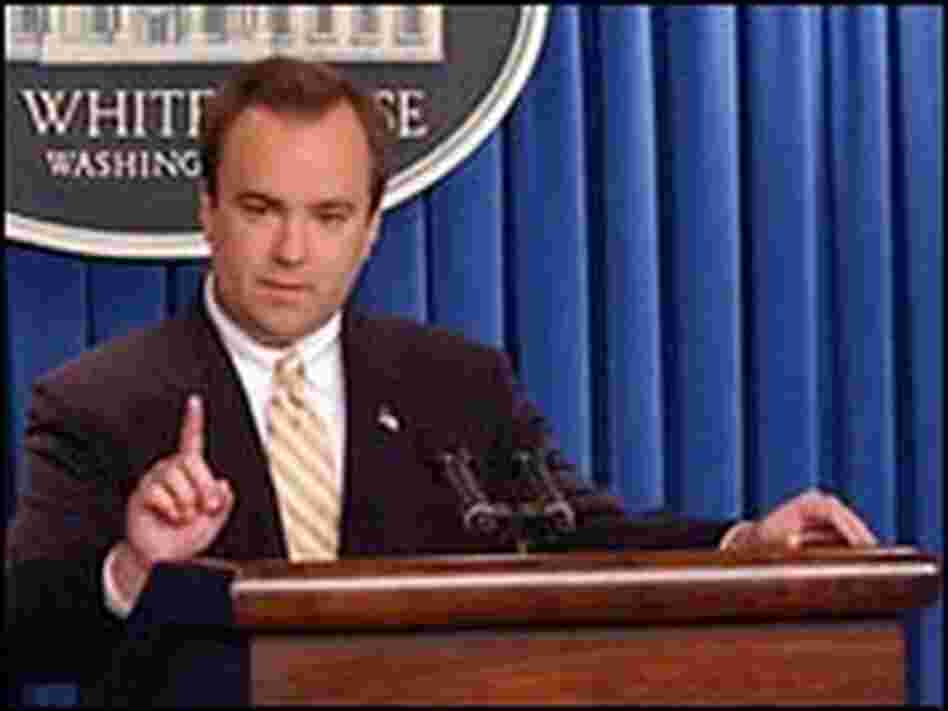 Press Secretary Scott McClellan at the podium. Press Secretary Scott McClellan at the podium.