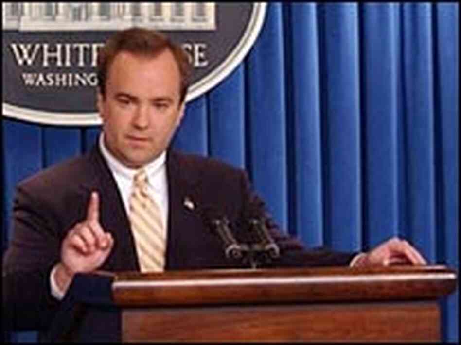 Press Secretary Scott McClellan at the podium. Press Secretary Scott McClellan at the podium.