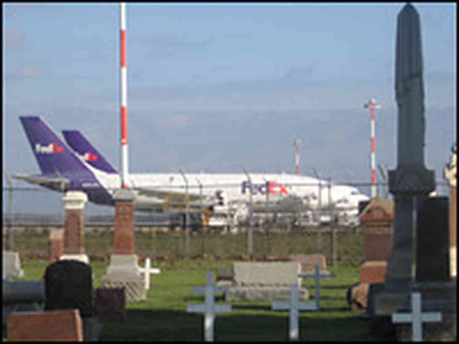 Many of the graves in this cemetery are already a stone's throw from O'Hare airport's runways. Many of the graves in this cemetery are already a stone's throw from O'Hare airport's runways.