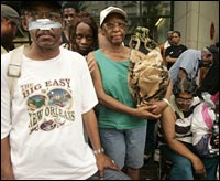 Evacuees wait in vain outside the convention center in New Orleans.