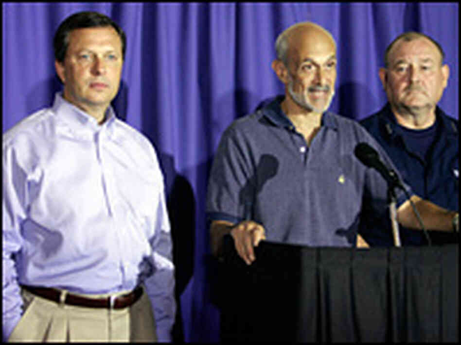 Secretary of Homeland Security Michael Chertoff, FEMA Director Michael Brown and Thad Allen. Secretary of Homeland Security Michael Chertoff, FEMA Director Michael Brown and Thad Allen.
