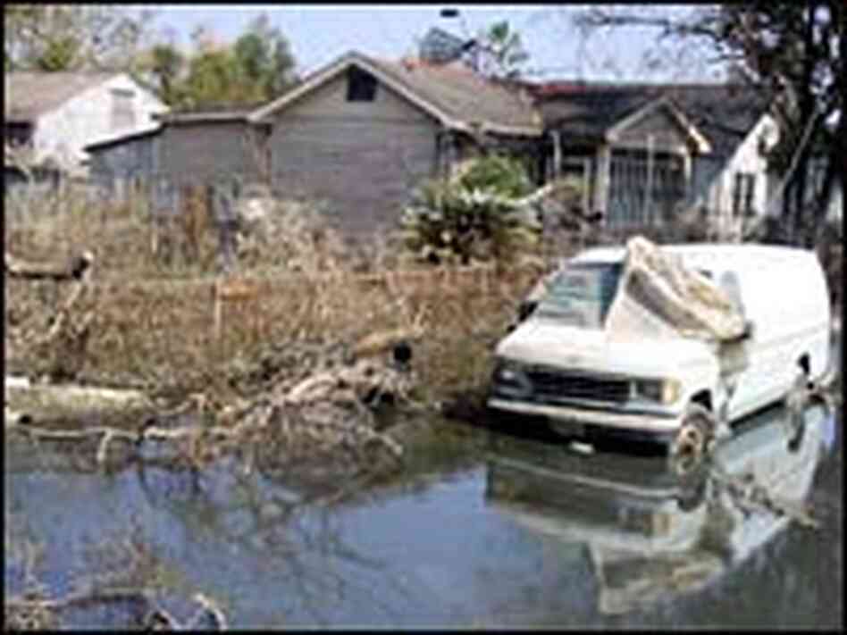 A van stands on a flooded street in New Orleans, Sept. 9, 2005 -- 11 days after Hurricane Katrina. A van stands on a flooded street in New Orleans, Sept. 9, 2005 -- 11 days after Hurricane Katrina.