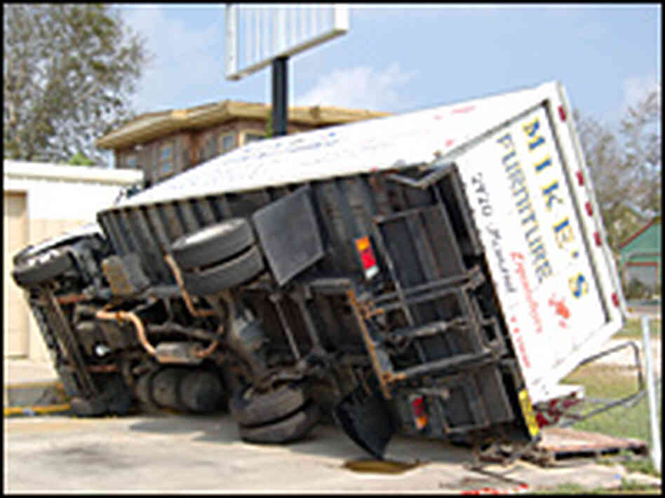 This truck in Port Arthur was overturned by Hurricane Rita's strong winds. This truck in Port Arthur was overturned by Hurricane Rita's strong winds.