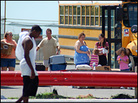 Evacuees reach an aid station as they flee the destruction of Hurricane Rita in Texas. Evacuees reach an aid station as they flee the destruction of Hurricane Rita in Texas.