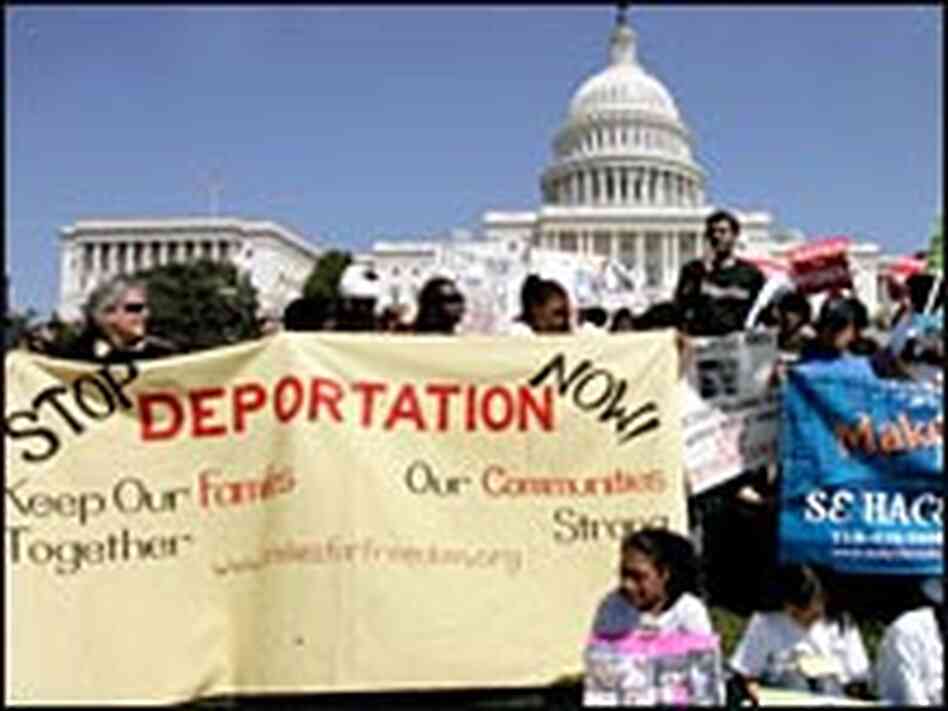 Immigrant rights and peace groups demonstrate in front of the U.S. Capitol Immigrant rights and peace groups demonstrate in front of the U.S. Capitol