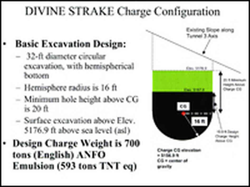 A schematic shows the makeup of the 700-ton "Divine Strake" bomb.