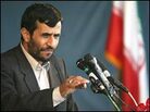 Iranian President Mahmoud Ahmadinejad delivers a speech in Fariman, Iran, April 11, 2006.